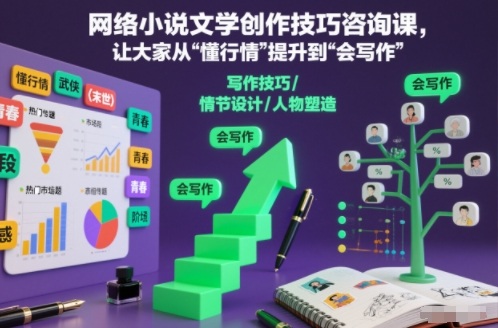 网络小说文学创作技巧咨询课，让大家从“懂行情”提升到”会写作”的高度-87创业网