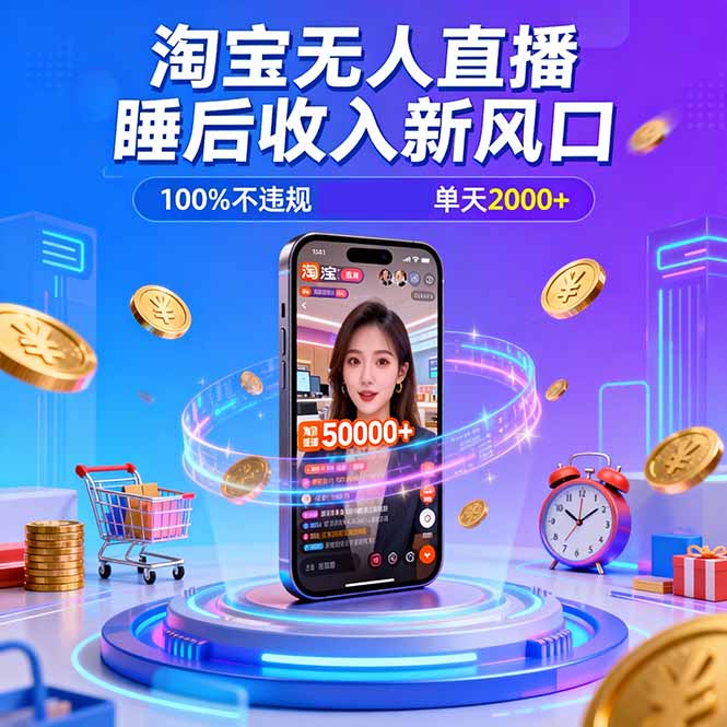 淘宝无人直播，不违规不封号，直播100小时卖了5万，年底旺季！-87创业网