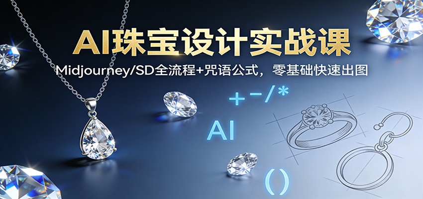 AI珠宝设计实战课：Midjourney/SD全流程+咒语公式，零基础快速出图-87创业网
