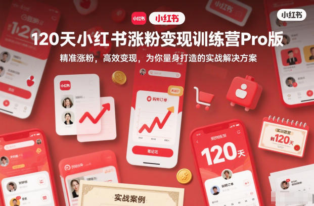 120天小红书涨粉变现训练营Pro版，​精准涨粉，高效变现​，为你量身打造的实战解决方案-87创业网