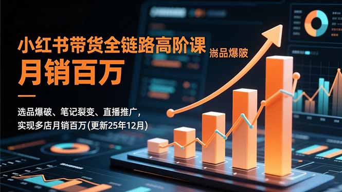 小红书带货全链路高阶课，选品爆破、笔记裂变、直播推广，实现多店月销百万(更新25年12月-87创业网
