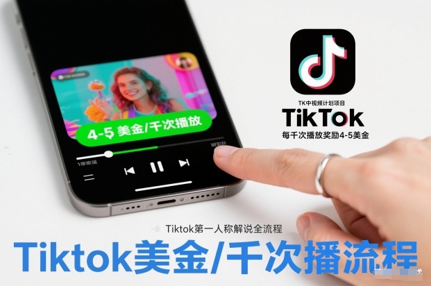 TK中视频计划项目，Tiktok第一人称解说流程，每干次播放奖励4-5美金-87创业网