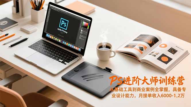 PS进阶大师训练营,从基础工具到商业案例全掌握,具备专业设计能力,月接单收入6000-1.2万-87创业网