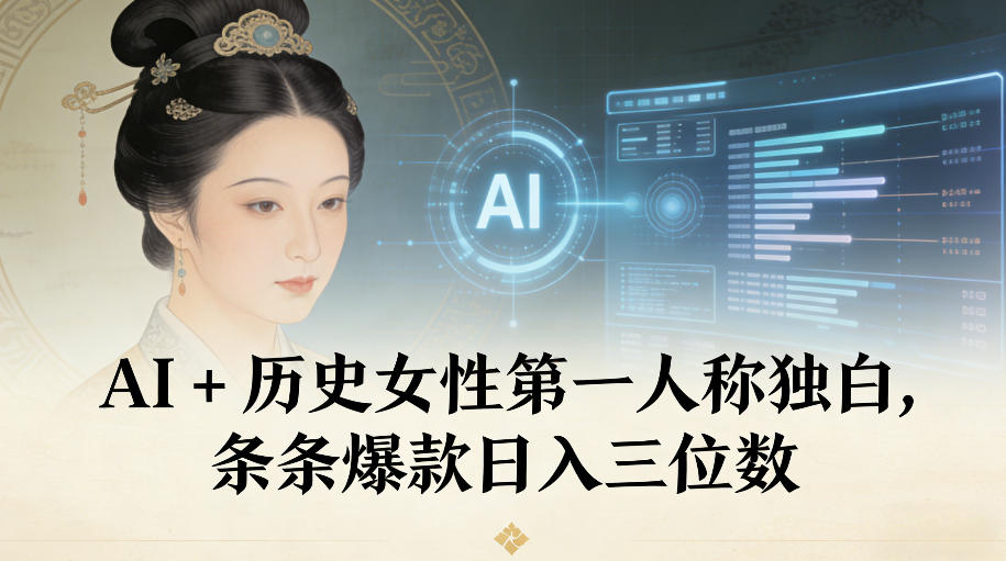 AI+历史女性第一人称独白，条条爆款日入三位数-87创业网
