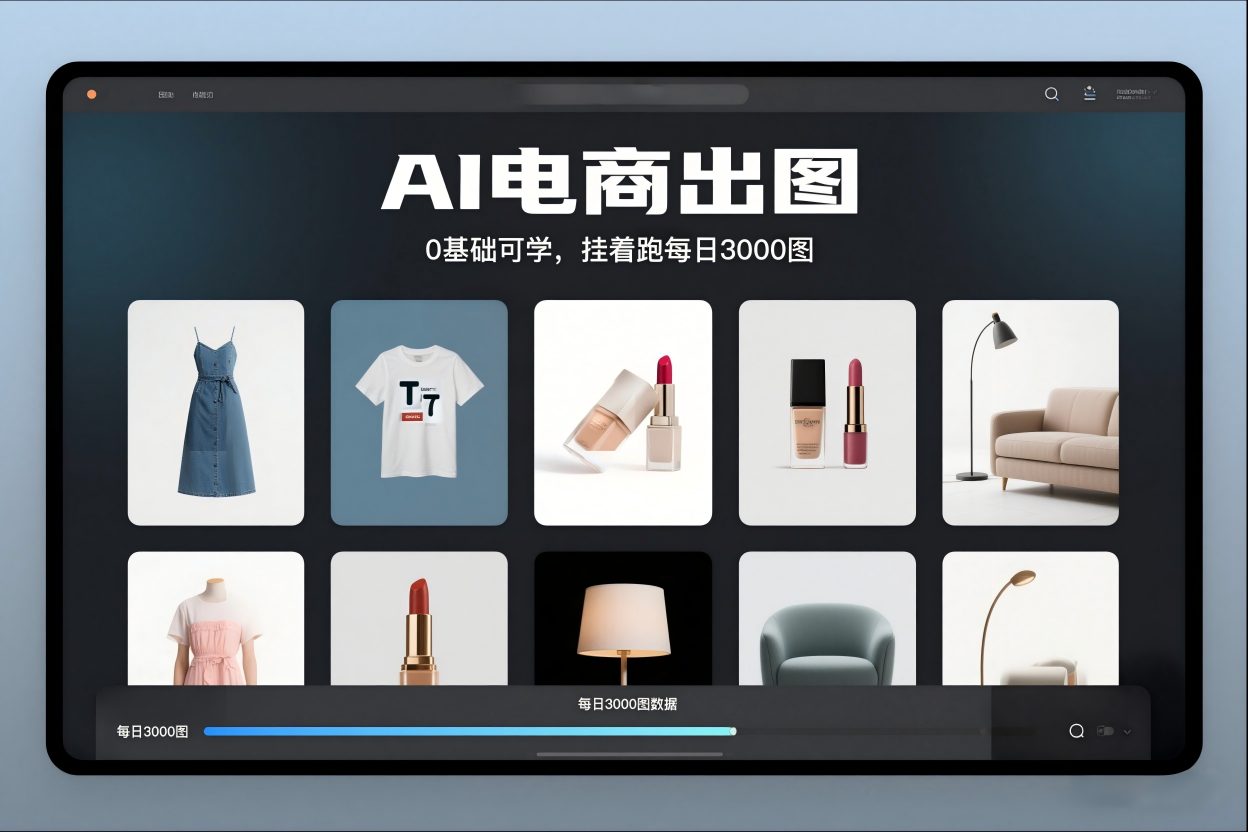 AI电商出图，0基础可学，挂着跑每日3000图-87创业网