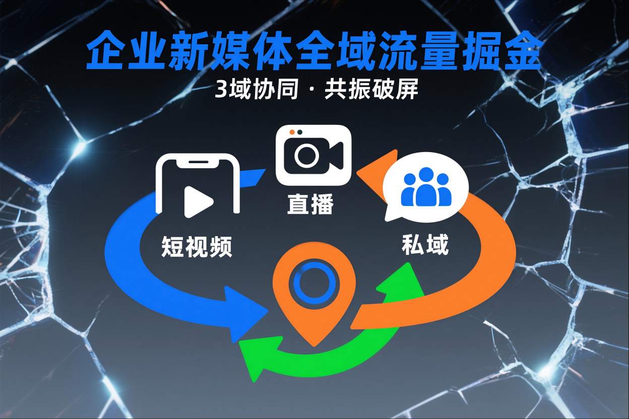 短视频全域商业模式，企业新媒体全域流量掘金，3域协同，共振破屏，短视频-直播-私域-地域-87创业网