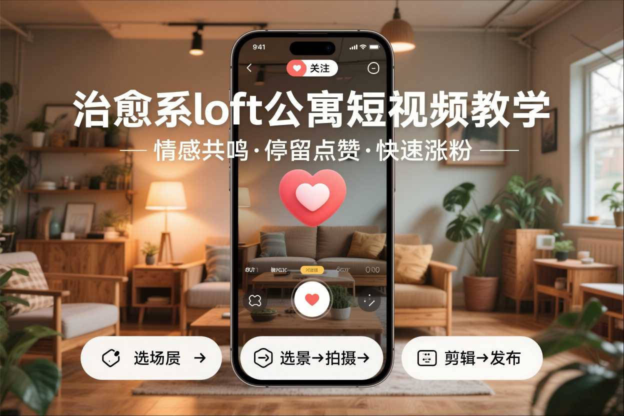 治愈系loft公寓短视频制作教学，情感共鸣引停留点赞关注，快速起号涨粉-87创业网