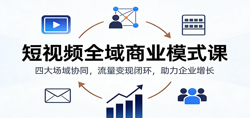 短视频全域商业模式课：四大场域协同，流量变现闭环，助力企业增长-87创业网