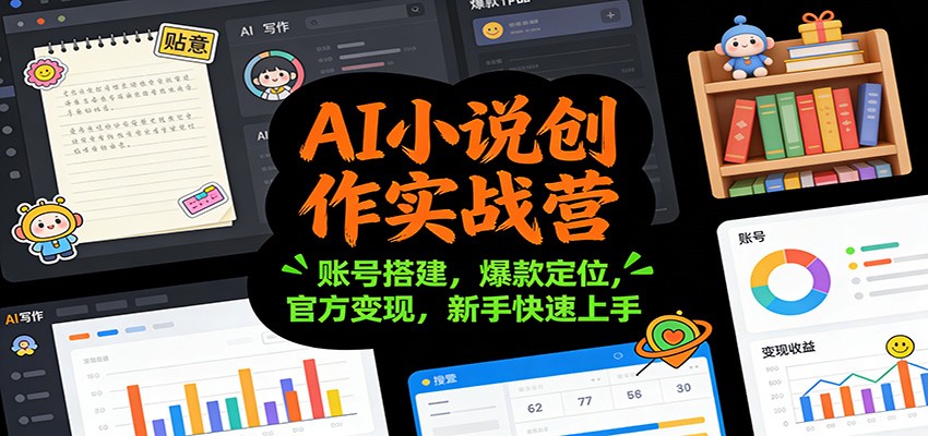 AI小说创作实战营：账号搭建，爆款定位，官方变现，新手快速上手-87创业网