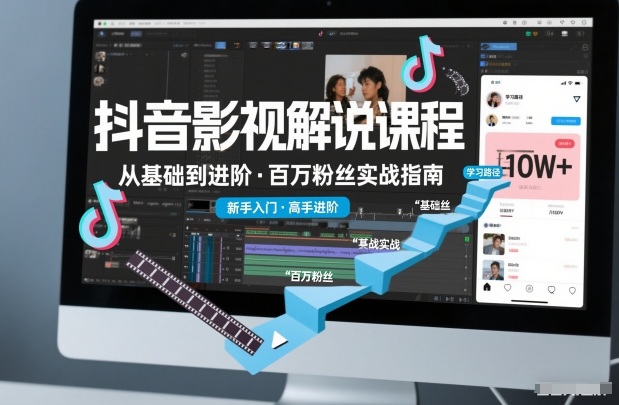 抖音百万粉丝影视解说课程，基础到进阶课，适合新手和进阶学习-87创业网
