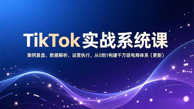 TikTok实战系统课，案例复盘、数据解析、运营执行，从0到1构建千万级电商体系(更新-87创业网