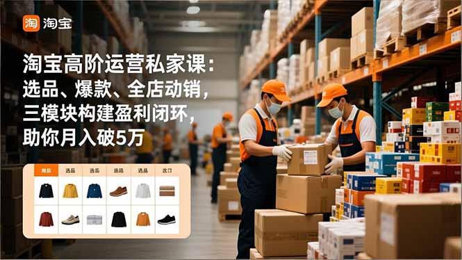 淘宝高阶运营私家课：选品、爆款、全店动销，三模块构建盈利闭环，助你月入破5万(更新12月-87创业网