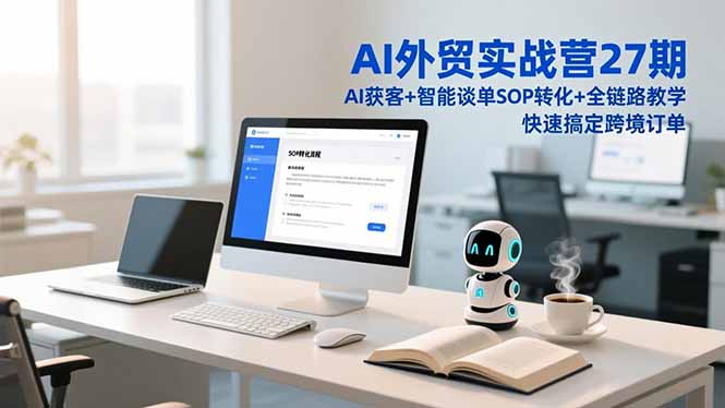 AI外贸实战营27期，AI获客+智能谈单+SOP转化+全链路教学，快速搞定跨境订单-87创业网