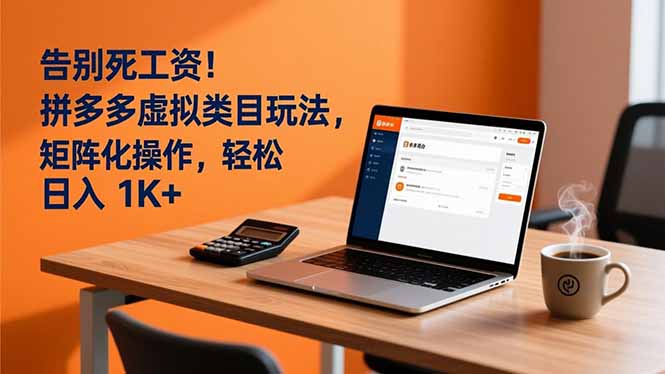 告别死工资！拼多多虚拟类目玩法，矩阵化操作，轻松日入 1K+-87创业网