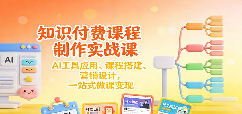 知识付费课程制作实战课：AI工具应用 、课程搭建、营销设计，一站式做课变现-87创业网