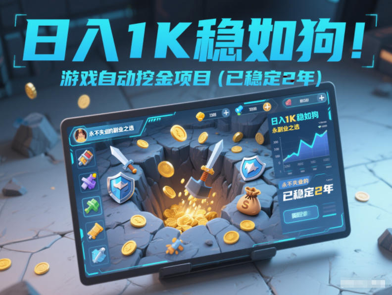 日入1K稳如狗！游戏自动挖金项目(已稳定2年)，永不失业的副业之选【揭秘】-87创业网