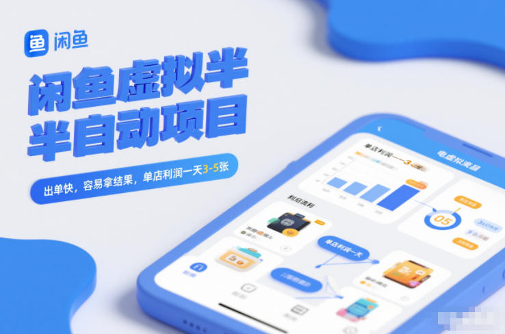 闲鱼虚拟半自动项目，出单快，容易拿结果，单店利润一天3-5张-87创业网