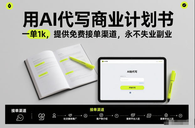 用AI代写商业计划书，一单1k，提供免费接单渠道，永不失业副业-87创业网