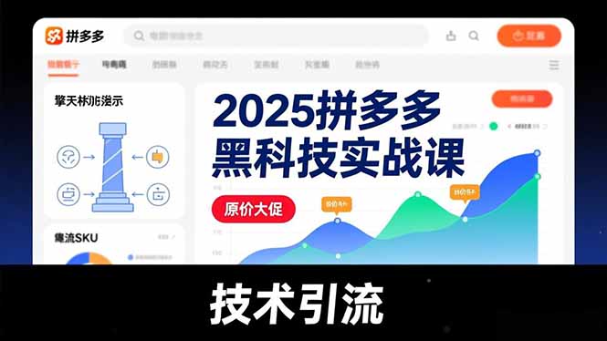 2025拼多多黑科技实战课，擎天柱玩法、爆流SKU、原价大促，技术引流，单店日销轻松破千单-87创业网