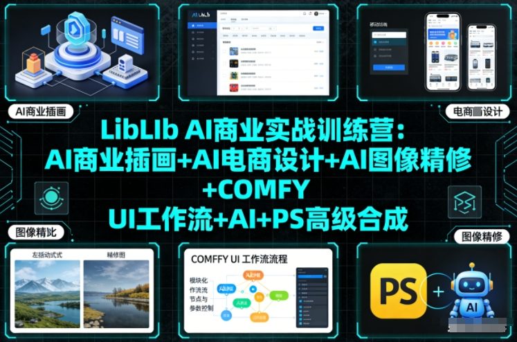 LibLIb AI商业实战训练营：AI商业插画+AI电商设计+AI图像精修+COMFY UI工作流+AI+PS高级合成-87创业网