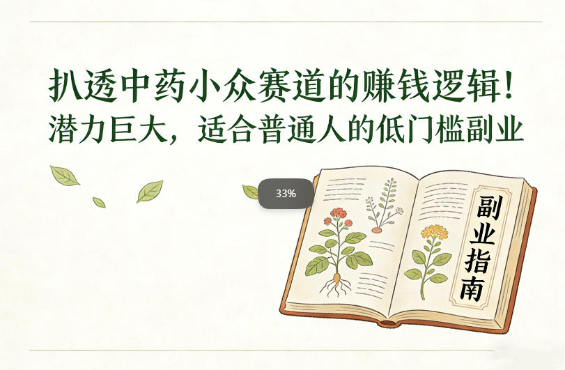 扒透中药小众赛道的賺米逻辑，潜力巨大，适合普通人的低门槛副业-87创业网