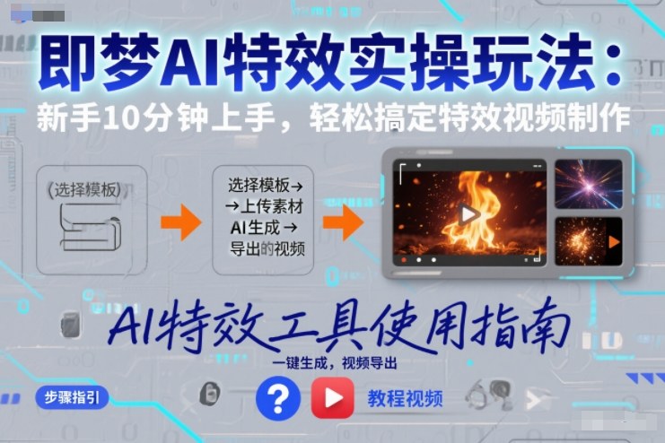 即梦AI特效实操玩法：新手10分钟上手，轻松搞定特效视频制作-87创业网