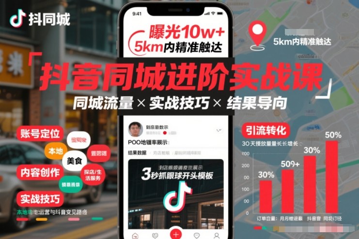 抖音同城进阶实战课，助你同城流量拿到结果-87创业网