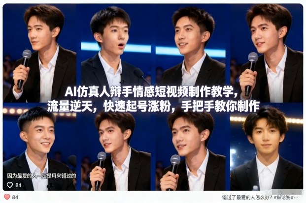 AI仿真人辩手情感短视频制作教学，流量逆天，快速起号涨粉，手把手教你制作-87创业网
