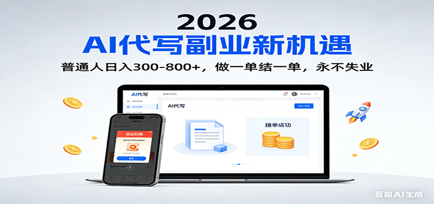2026 副业首选！AI 代写日入 300-800，普通人0门槛，做一单结一单！-87创业网