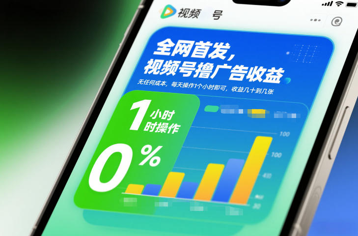 全网首发，视频号撸广告收益，无任何成本，每天操作1个小时即可，收益几十到几张-87创业网