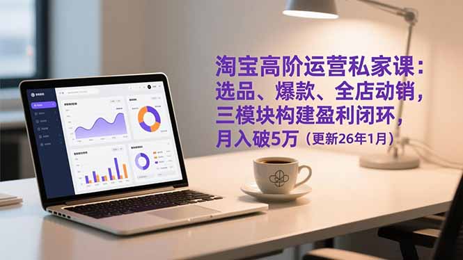 淘宝高阶运营私家课：选品、爆款、全店动销，三模块构建盈利闭环，月入破5万(更新26年1月-87创业网
