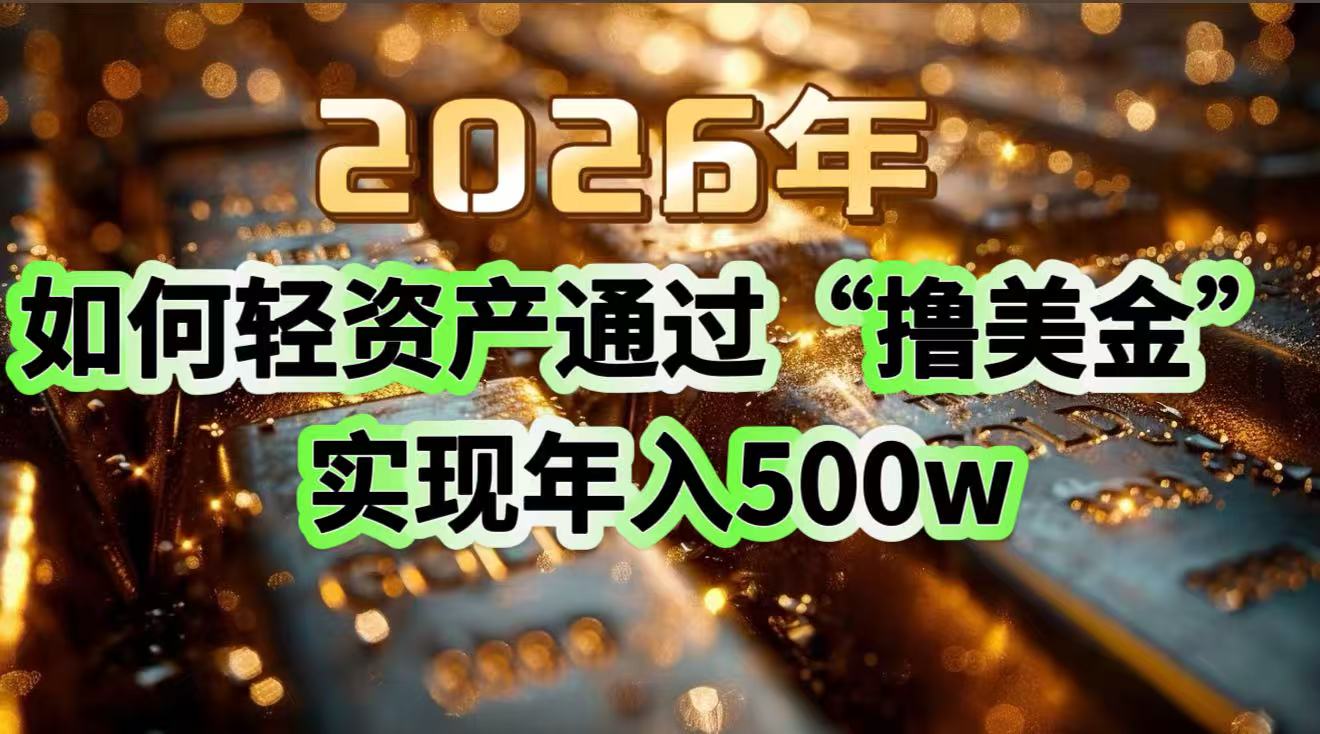 2026年如何轻资产通过“撸美金”实现年入500w-87创业网