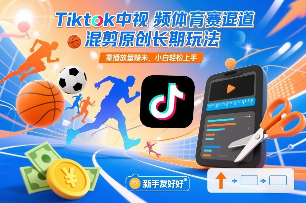 Tiktok中视频体育赛道混剪原创长期玩法，靠播放量賺米，小白轻松上手-87创业网