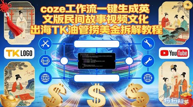 Coze扣子工作流一键生成英文版民间故事视频，文化出海TK油管捞美金拆解教程-87创业网