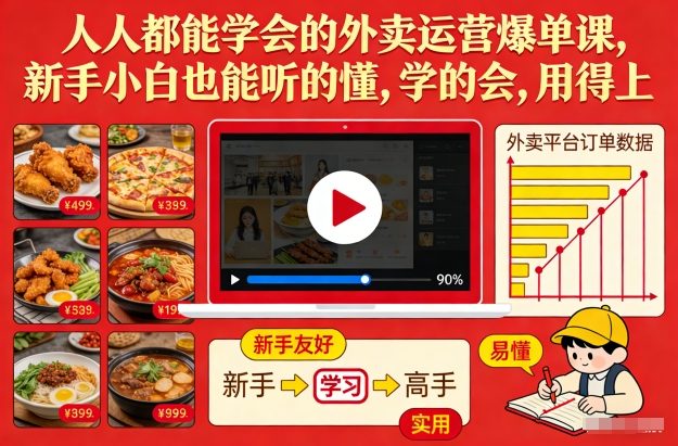 人人都能学会的外卖运营爆单课，新手小白也能听的懂，学的会，用得上-87创业网