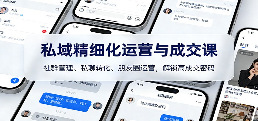 私域精细化运营与成交课：社群管理、私聊转化、朋友圈运营，解锁高成交密码-87创业网