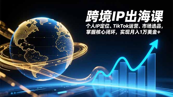 跨境IP出海课，个人IP定位、TikTok运营、市场选品，掌握核心闭环，实现月入1万美金+-87创业网