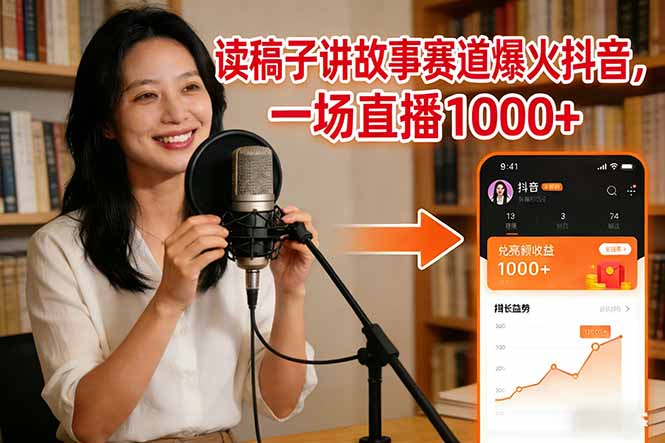 读稿子讲故事赛道爆火抖音，一场直播日入1000+-87创业网