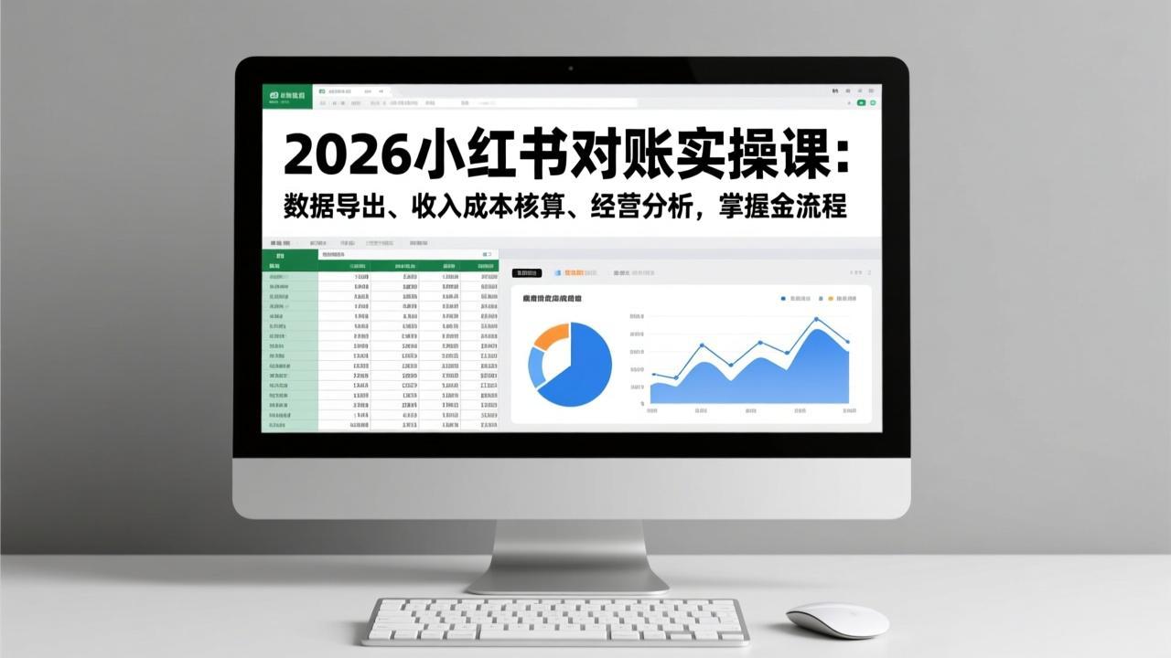 2026小红书对账实操课：数据导出、收入成本核算、经营分析，掌握全流程-87创业网
