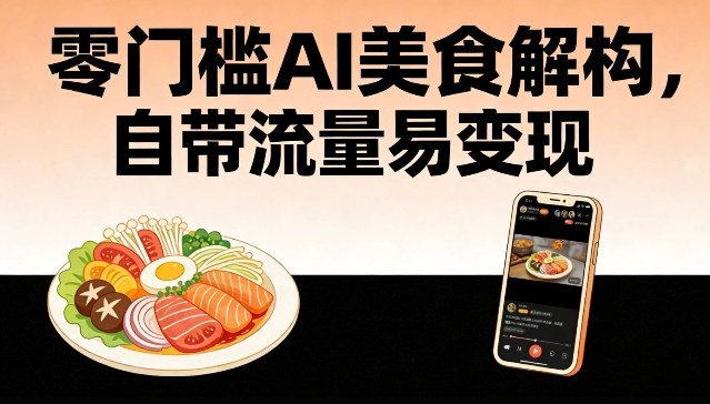 零门槛AI美食解构，自带流量易变现-87创业网
