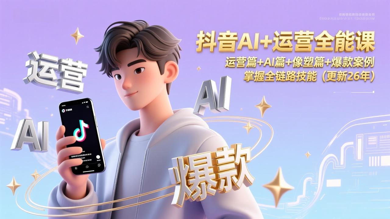 抖音AI+运营全能课，运营篇+AI篇+像塑篇+爆款案例，掌握全链路技能(更新26年-87创业网