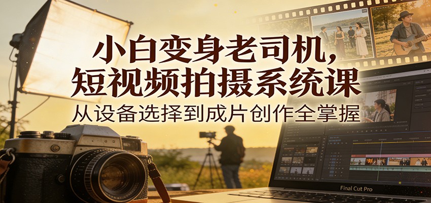 小白变身老司机，短视频拍摄系统课，从设备选择到成片创作全掌握-87创业网