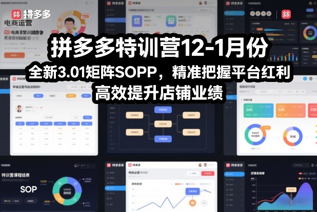 拼多多特训营12-1月份，全新3.01矩阵Sop，精准把握平台红利，高效提升店铺业绩-87创业网