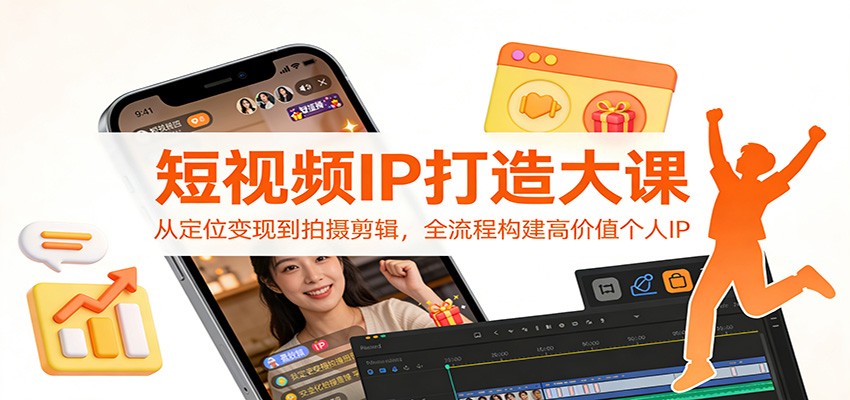 短视频IP打造大课：从定位变现到拍摄剪辑，全流程构建高价值个人IP-87创业网