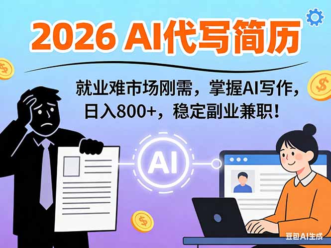 AI代写简历，超暴利，用万能模板月入1-3万实战教程，2026年市场刚需！-87创业网