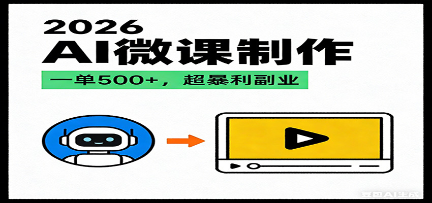 2026AI 风口最稳副业：微课代写制作，一单 500+，人人可做的蓝海项目-87创业网