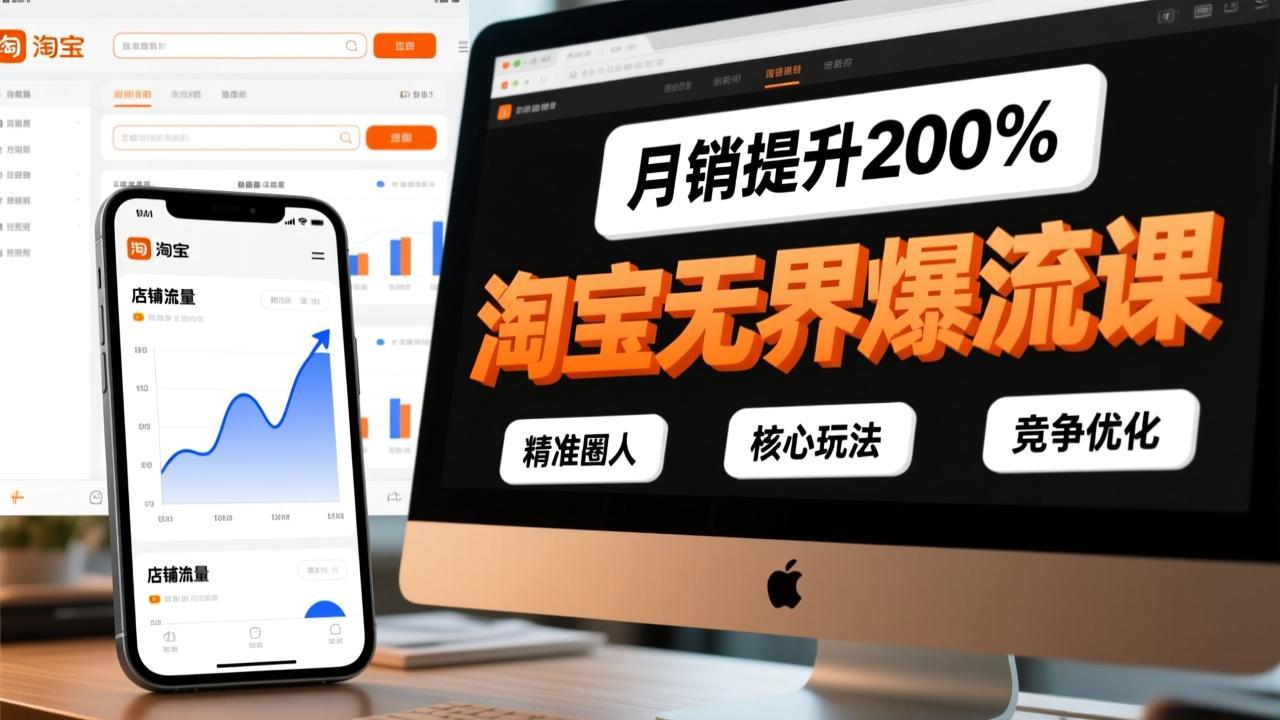 淘宝无界爆流课，精准圈人、核心玩法、竞争优化，快速引爆店铺流量，月销提升200%-87创业网