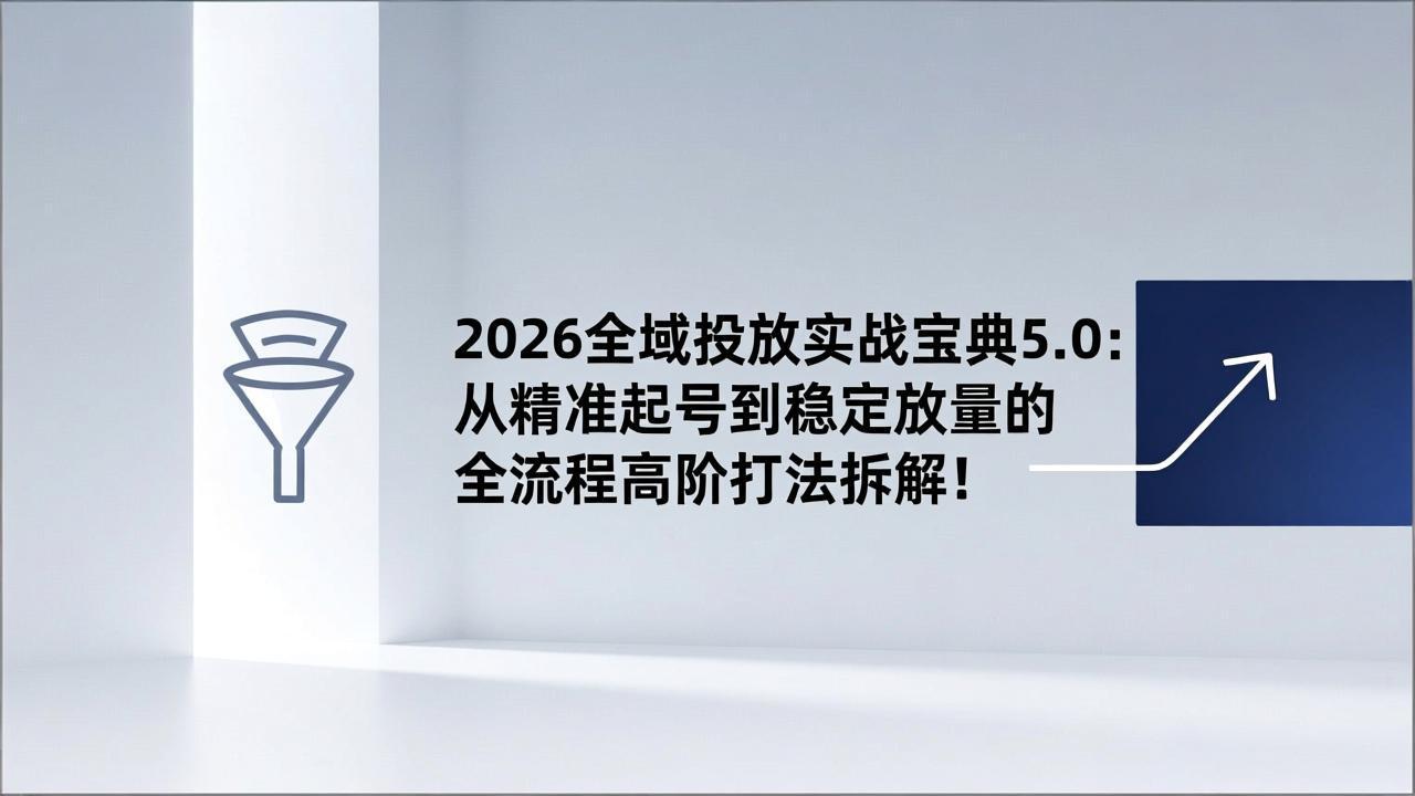 2026全域投放实战宝典5.0：从精准起号到稳定放量的全流程高阶打法拆解！-87创业网
