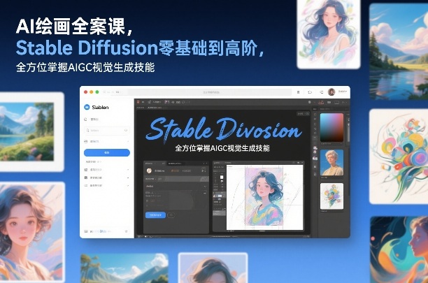 AI绘画全案课，Stable Diffusion零基础到高阶，全方位掌握AIGC视觉生成技能-87创业网