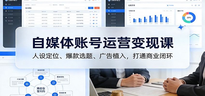 自媒体账号运营变现课：人设定位、爆款选题、广告植入，打通商业闭环-87创业网